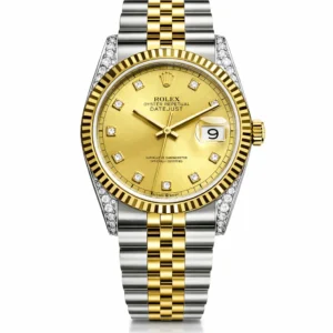 Rolex Datejust 36 luxury watch with champagne diamond dial, diamond-set lugs, and two-tone gold Jubilee bracelet - H-A Store Collection.